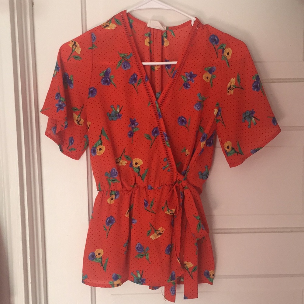 Sienna Sky Orange Polka Dot Shirt